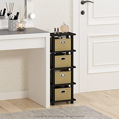 Furinno LACi 4-Bins System Rack, 11.3(W) x 28.8(H) Inch, Espresso/Black - color: Espresso/Black, size: 4-Bins