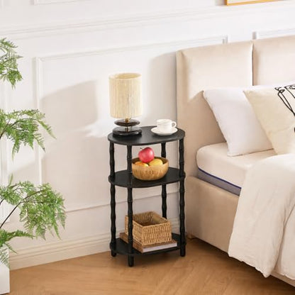 Side Table, 3-Tier Oval Accent Small End Table, Modern Oval Nightstand Accent Table for Small Space, Bedrooms, Living Room, Easy to Assemble, Black - color: Black, size: 15.7" x 11.6" x 24.4"