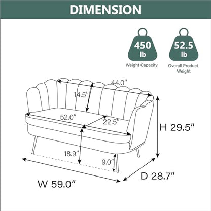 Chifee & Vingol Upholstered Small Loveseat for Small Space with Golden Legs,Green - color: Chenille-green