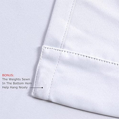 1 Pair Thermal Insulated Grommet 52-Inch-by-63-Inch Blackout Window Curtain Panels with 2 Tie Backs, Greyish White - color: Greyish White, size: 52"W x 63"L (Pack of 2)
