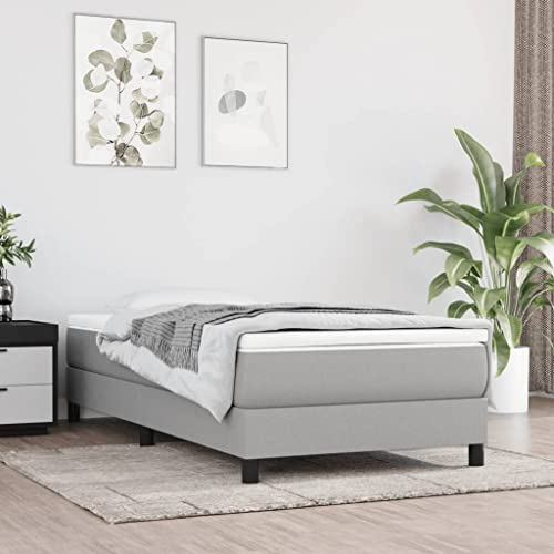 Twin XL Bed Frame, Light Grey Fabric Upholstered Platform Bed Frame with Sturdy Plywood Support, Modern Matte Finish Mattress Foundation for Bedroom and Guest Rooms - color: Grey, size: Twin XL