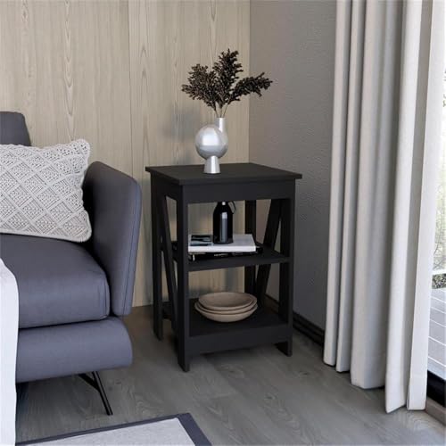 Tuhome Greter Floating Nightstand, 24" Tall Bedside Table with 2 Drawers & Open Shelf, Engineered Wood Night Stand for Bedroom, Narrow Small Nightstand in White or Black