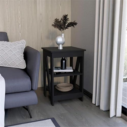 Tuhome Greter Floating Nightstand, 24" Tall Bedside Table with 2 Drawers & Open Shelf, Engineered Wood Night Stand for Bedroom, Narrow Small Nightstand in White or Black