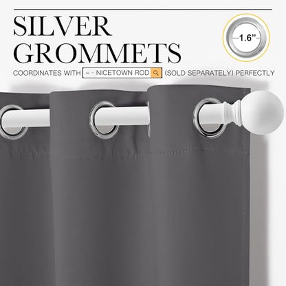 NICETOWN Thermal Insulated Blackout Curtains - Grommet Top Window Treatment Drapes for Hall (2 Panels, W42 x L95 inches, Grey) - color: Grey, size: 42"W x 95"L (Pack of 2)