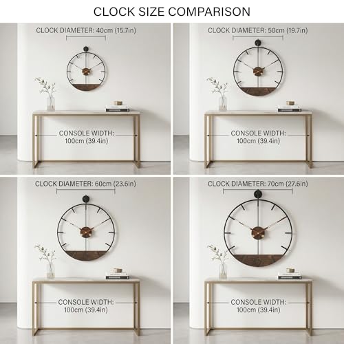 Modern Wood Walnut Dial Wall Clock, Large Simple Wall Decor Metal Frame Silent Non Ticking Clock for Living Room Decor, Kitchen, Bedroom, Study Decoration, Handmade Home Gift Idea, 22.5 in - size: 2.Large 22.5In(57cm)