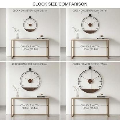 Modern Wood Walnut Dial Wall Clock, Large Simple Wall Decor Metal Frame Silent Non Ticking Clock for Living Room Decor, Kitchen, Bedroom, Study Decoration, Handmade Home Gift Idea, 22.5 in - size: 2.Large 22.5In(57cm)