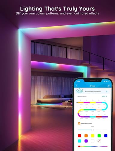 Govee 16.4ft RGBIC LED Strip Lights, Work with Alexa and Google Assistant | LED Lights for Bedroom, WiFi App Control Segmented DIY Multiple Colors, Color Changing Light for Room, Bedroom - size: 16.4ft