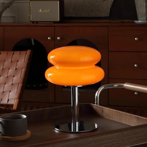 Glivpny Mushroom Table Lamp, Mid Century Modern Decor Lamp(Orange) | Cool Desk Lamps for Bedroom,Vintage Dimmable Bedside Small Cute Lamps, House Warming Gifts New Home Decor - color: Orange