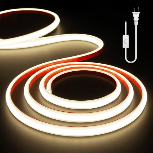 COB LED Strip Lights Neutral White 4000K,16.4ft 110-120V LED Tape Light,IP65 Waterproof High CRI 90Ra+ Super Bright Neon Strip Lights for Bedroom,Kitchen Cabinet, Living Room - color: Neutral White, size: 16.4ft