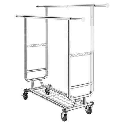 VEVOR Clothes Rack, Rolling Clothing Garment Rack, Extendable Carbon Steel Clothing Racks with Wheels for Bedroom, Laundry, Living Room - style: 2Rod,21.5"D x 75.4"W x 73.5"H