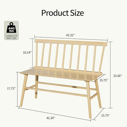 APRTAT Bamboo Entryway Bench, Dining Bench with Spindle Back (Natural) | Natural Bamboo & H-Shaped Support, Spindle Back, Ideal for entryways, bedrooms, outdoor settings, Easy Assembly & Clean - color: Natural, style: Without Arms