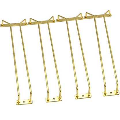14-Inch Gold Wine Glass Rack, Under Cabinet Wine Glass Holder Stainless Steel Stemware Rack - Hanging Stemware Holder for Cabinet Kitchen Bar, Set of 4 - color: Gold, size: 14 Inch 4 Pack