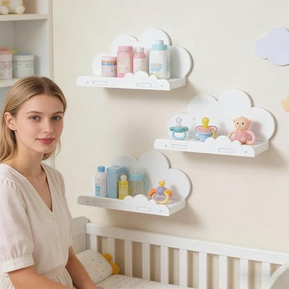 White Floating Shelves 3 Pieces 29.5x9.4x15cm Wall Mounted Floating Decor | Nursery Wall Decor for Girls Room Bathroom Home Playroom Dorm Apartment Office