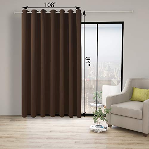 BONZER Room Divider Curtain Screen Partitions Total Privacy | Wall Grommet Wide Blackout Curtains for Living Room, Bedroom, 84L x 108W Inch (7L x 9W ft), 1 Panel, Chocolate - color: Chocolate, size: 108"W x 84"L (Pack of 1)