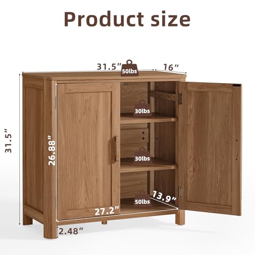 Joaxswe Sideboard Buffet Cabinet with Storage, 31.5" Arc-Shaped Credenza | 2 Doors & Adjustable Shelf, High Capacity, Sturdy Material, Coffee Bar Cabinet for Kitchen, Living Room, Entryway, Dark wood - color: Darkwood, size: 2door