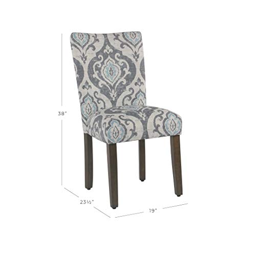HomePop Parsons Classic Upholstered Accent Dining Chair, Set of 2, Suri Blue - color: Suri Blue, style: Pack of 2