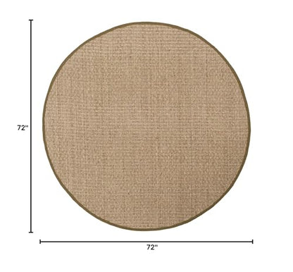 SAFAVIEH Area Rug 6' Round - Natural Fiber Collection - Natural & Olive Green, Seagrass, Basketweave Pattern with Border (NF114G) - color: Natural/Olive, size: 6' (Round)