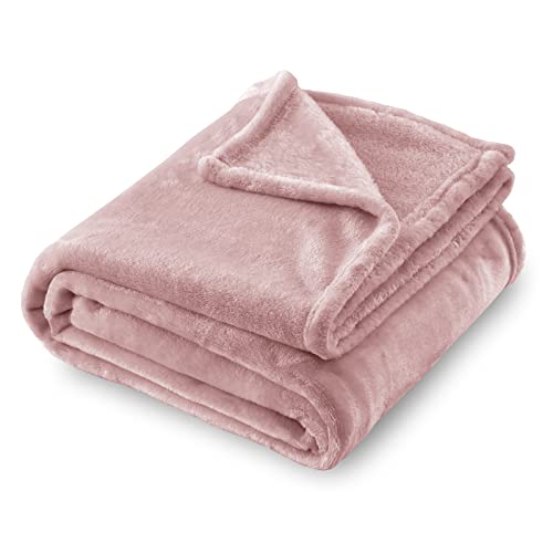 Flannel Fleece Blanket Throw Size, Dusty Pink, 50x60 inches | All Season Lightweight Super Soft Cozy Blanket for Bed or Couch - color: Dusty Pink, size: 50"×60"