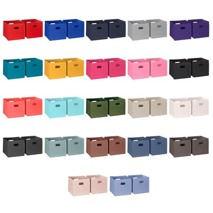 RiverRidge 접이식 보관함 - 25.4cm(10인치) 높이 차콜 그레이 큐브 2팩 | 패브릭 통, 보관 큐브 2개 세트, 컷아웃 핸들, 놀이방 옷장 오거나이저, 하단 보드 인서트가 있는 접이식 칸막이 - color: 차콜 그레이 25.4cm(10인치) 높이 통 2개