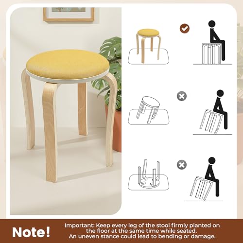Stackable Wood Stools Set of 8, 17-Inch Height Backless Counter Chairs with Round Top and Non-Slip Foot Pads, Portable School Stool, Flexible Seating for Home, Office, Classrooms