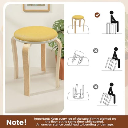 Stackable Wood Stools Set of 8, 17-Inch Height Backless Counter Chairs with Round Top and Non-Slip Foot Pads, Portable School Stool, Flexible Seating for Home, Office, Classrooms