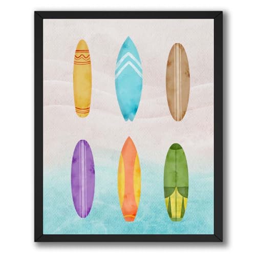 ALPINE INK CO. Surfboard Collection Poster - Colorful Coastal Illustration - Beach Inspired Wall Decor for Home Bedroom Office - Modern Nautical Style Artwork - 8x10 Unframed Print - color: Style-18, size: 8"L x 10"W