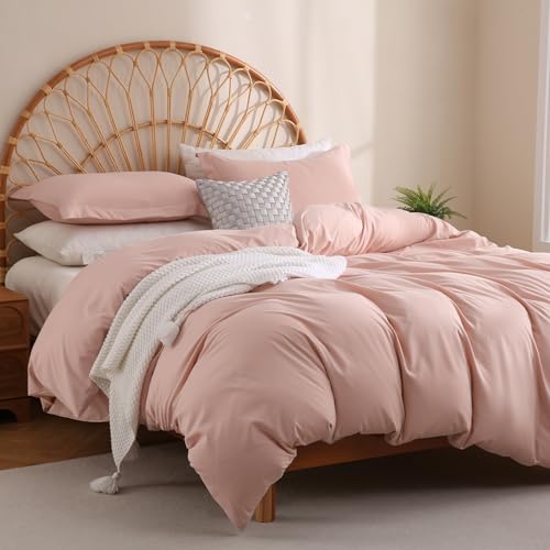 JSD Dusty Pink Duvet Cover Set King Size | 3 Piece Soft Microfiber Duvet Cover with Pillow Shams Zipper Closure, Comforter Not Included, Oeko-Tex Certified - color: Dusty Pink, size: King