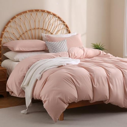 JSD Dusty Pink Duvet Cover Set King Size | 3 Piece Soft Microfiber Duvet Cover with Pillow Shams Zipper Closure, Comforter Not Included, Oeko-Tex Certified - color: Dusty Pink, size: King