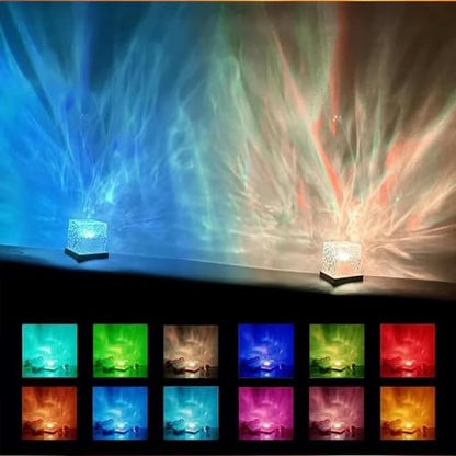 Ocean Wave Projector Light, 16-Color LED Shower Lamp with Remote, 3D Water Ripple Projection, Romantic Ambient Lighting for Kids Room, Relaxation, Bedroom, Bathroom & Night Light - color: Blue