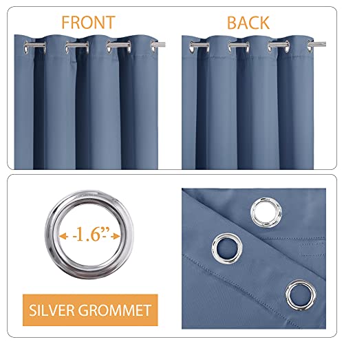 RYB HOME Thermal Insulated Soundproof Curtains, 3 Layers 100% Blackout | Noise Cancelling,Thermal Insulated,With Detachable Felt Liner,For Bedroom Theater Playroom,W42 x L84,Stone Blue,2 Panels - color: Stone Blue, size: 42"W x 84"L (Pack of 2)