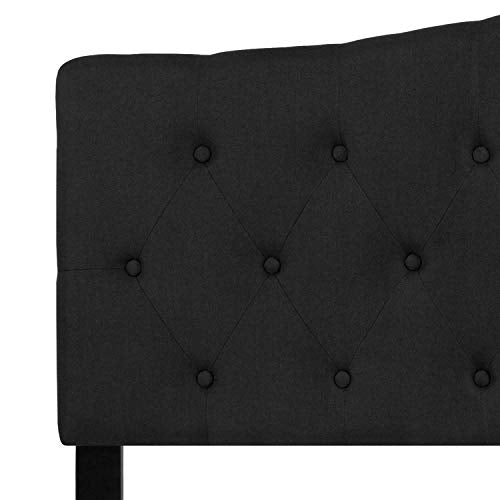 EMMA + OLIVER Tufted Upholstered Queen Size Headboard in Black Fabric - color: Black, size: Queen