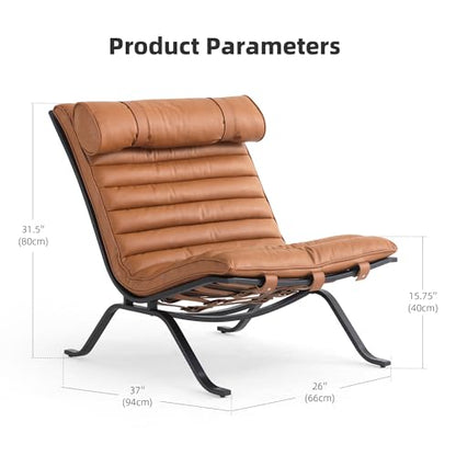 Imitation Leather Upholstered Armless Chair Modern Design Luxury Lounge Chair (Brown) - color: Brown