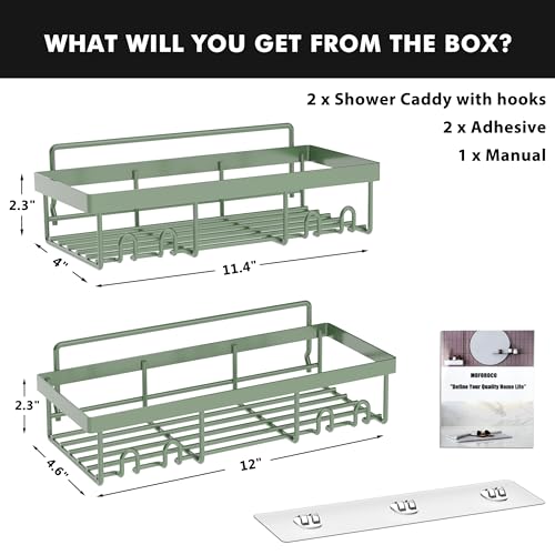 Moforoco Shower Caddy Shelf Organizer Rack, Self Adhesive Black Bathroom Shelves Basket, Home Farmhouse Wall Inside Organization and Storage Decor Rv Accessories, First Camper Apartment Essentials - color: Sage Green, size: Medium