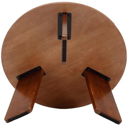 32" Round Coffee Table for Living Room, Wood Coffee Table with Solid Wood Legs, Small Center Table for Apartment, Modern Rustic Circle Coffee Table, Easy Assembly, Walnut - color: Circle, Walnut