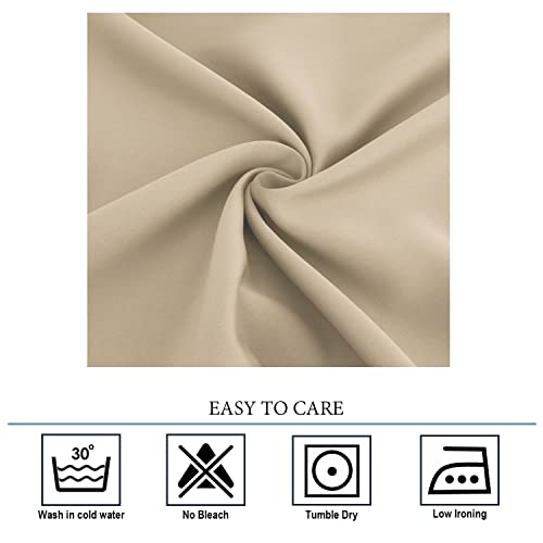 Diraysid Beige Grommet Blackout Curtains for Bedroom Thermal Insulated Room Darkening Curtains Drapes, 42 x 63 inch, 2 Panels - color: Beige, size: 42"W x 63"L (Pack of 2)