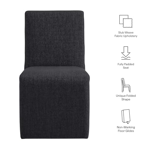 Modway Emory Fabric Slipper Dining Chair in Ebony – Upholstered Armless Dining Side Chair – Versatile Modern Accent Chair or Vanity Chair - color: Ebony