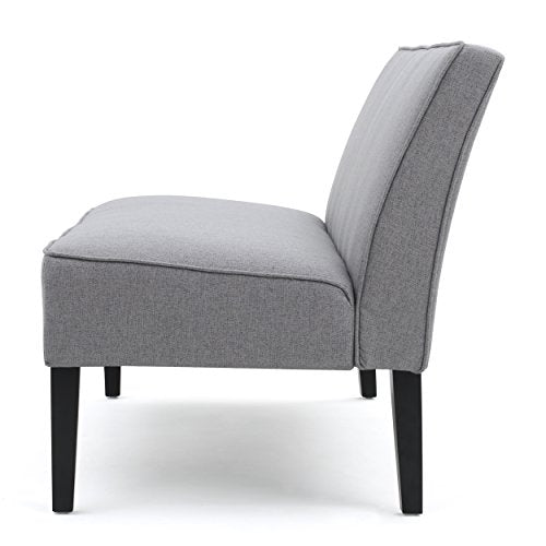 50" Grey Small Loveseat Sofa | Comfy Mini Fabric Sofa Couch for Small Spaces, 2 Seater Armless Sofa with Solid Wood Legs for Living Room, Dorm, Office - color: Grey