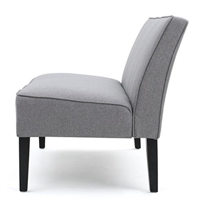 50" Grey Small Loveseat Sofa | Comfy Mini Fabric Sofa Couch for Small Spaces, 2 Seater Armless Sofa with Solid Wood Legs for Living Room, Dorm, Office - color: Grey
