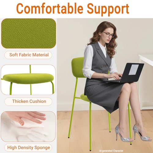 Sidanli Stackable Waiting Room Chairs, Armless Dining Chairs Without Wheels Set of 4 with Comfotable Cushion for Reception Break Room Lobby, Green - color: Green