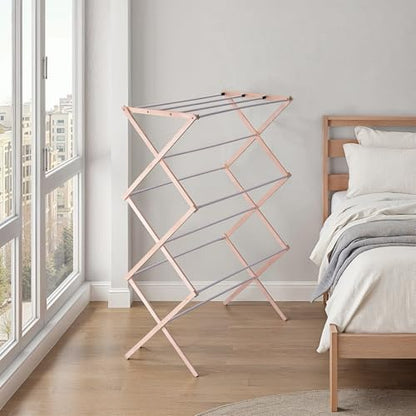 Household Essentials 5001 Collapsible Folding Wooden Clothes Drying Rack For Laundry | Pre Assembled - color: Natural/White Birch