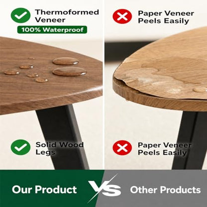 Nesting Coffee Table Set of 2-Mid Century Modern Coffee Table | Guitar Pick Stacking Tables with Solid Wood Legs,Small Coffee Tables for Small spaces,Living Room,Balcony - color: Walnut