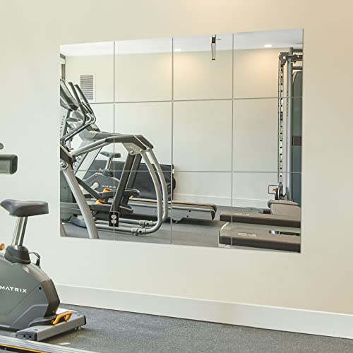 Ruomeng Home Gym Mirrors 12 Inch x 12Pcs Wall Mounted Mirror Glass Frameless Full Length Mirror Tiles for Home Gym, Bedroom, Door & Bathroom | Full Length, Workout Mirror Panels for Garage, Bedroom, Living Room, Over The Door, Frameless Mirror Sets - size