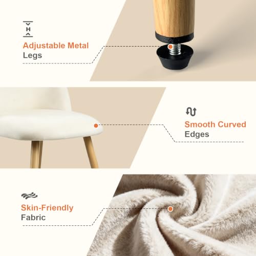 Kitchen Dining Chairs Set of 2, Velvet Upholstered Side Chairs with Wood-Grain Metal Legs, Stylish Modern Kitchen Chairs Accent Chairs for Apartment, Bedroom,Home Bar,Living Space, Beige - color: Beige