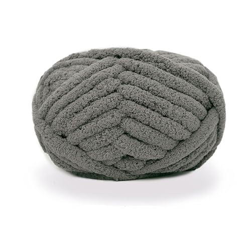 Chunky Yarn for Hand Knitting Blanket,Chenille Chunky Yarn Super Soft Jumbo Yarn for Crocheting,Arm Knitting Chunky Blanket Yarn, Dark Grey - color: Dark Grey