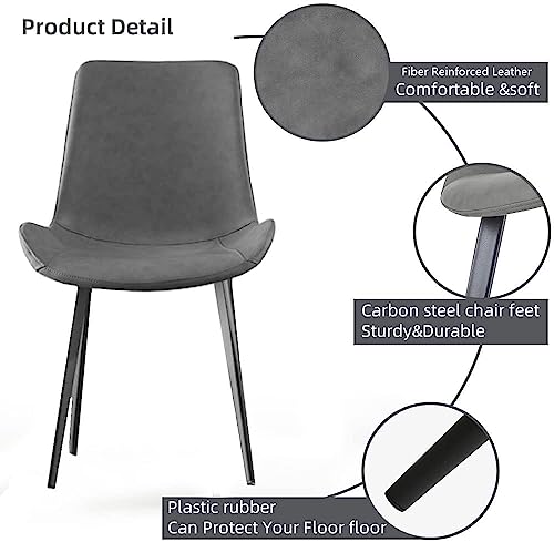 HIPIHOM Dining Chairs Set of 4, Modern Dining & Kitchen Room Chairs, Upholstered Faux Leather Cushion Seat and Sturdy Metal Legs (4 Grey Chairs) - color: 4 Grey Chairs