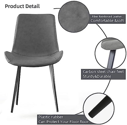 HIPIHOM Dining Chairs Set of 4, Modern Dining & Kitchen Room Chairs, Upholstered Faux Leather Cushion Seat and Sturdy Metal Legs (4 Grey Chairs) - color: 4 Grey Chairs