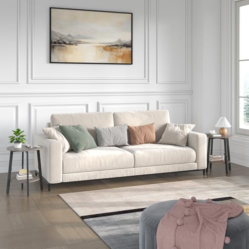 sthmec Side Table Set of 2, Small Round End Table with Storage Shelf for Small Space, 2-Tier Bedside Table Sofa Couch Table, Nighstands Set of 2 Accent Table for Living Room, Bedroom, Grey - color: Grey