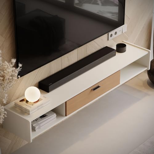 47'' Floating TV Stand, Wall Mounted TV Console, White | Floating TV Cabinet, Under TV Shelf for Bedroom Living Room - color: White, size: 47 IN