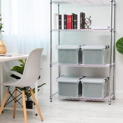 IRIS USA WeatherPro File Box Organizer, Letter/Legal, 32 Qt. 4-Pack, Clear | Organize important documents with water-resistant protection, secure latches, and stackable design for home or office storage - style: WeatherPro - 4 Pack