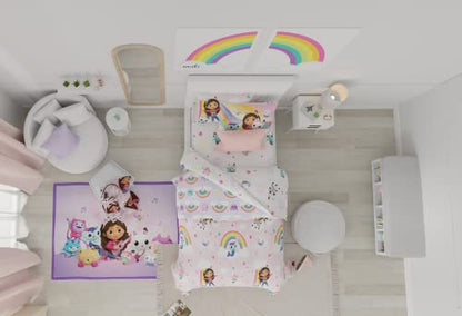 Gabby's Dollhouse Kids Twin Size Bedding, 5 Piece Super Soft Cozy Reversible Comforter and Sheet Set with Sham, (Officially Licensed Product) By Franco - color: Gabby's Dollhouse, size: Twin